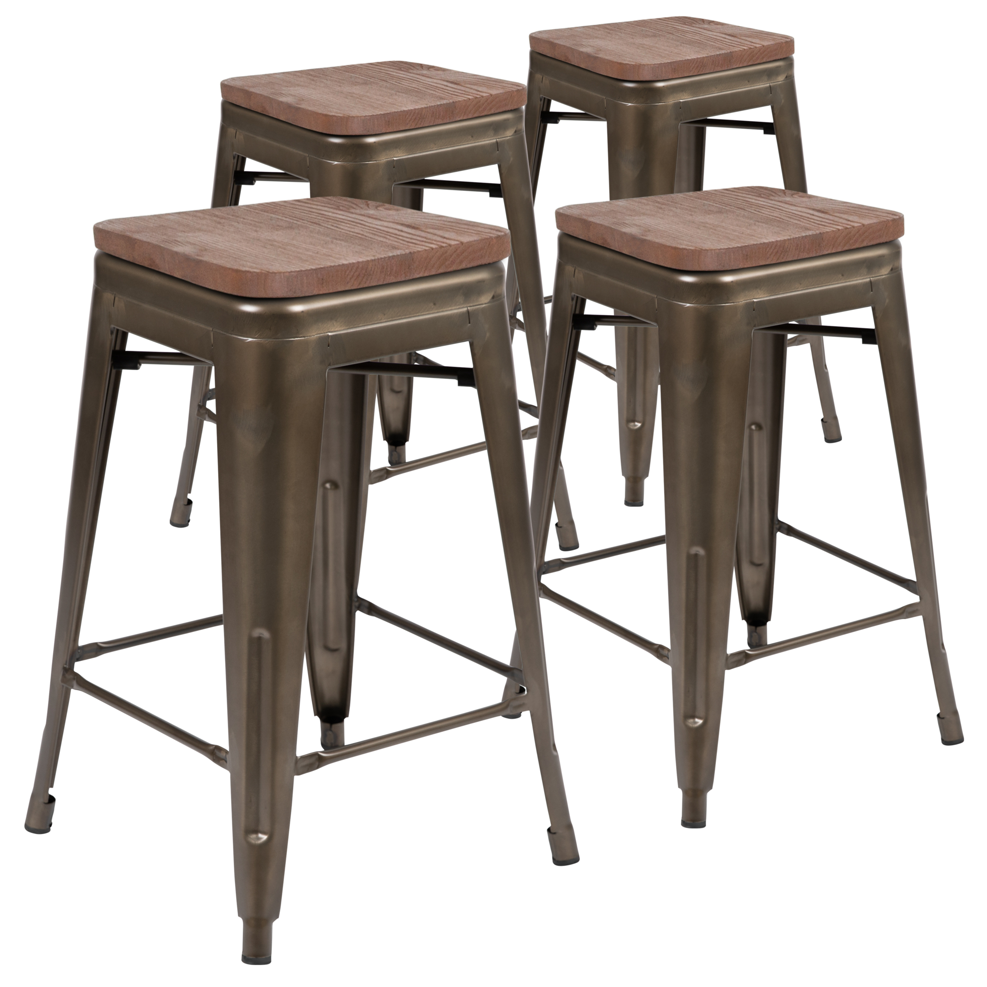 Flash Furniture, 4 Pack 24in. High Metal Indoor Counter Stool, Gray, Included (qty.) 4 Model# 4ET31320W24GNR